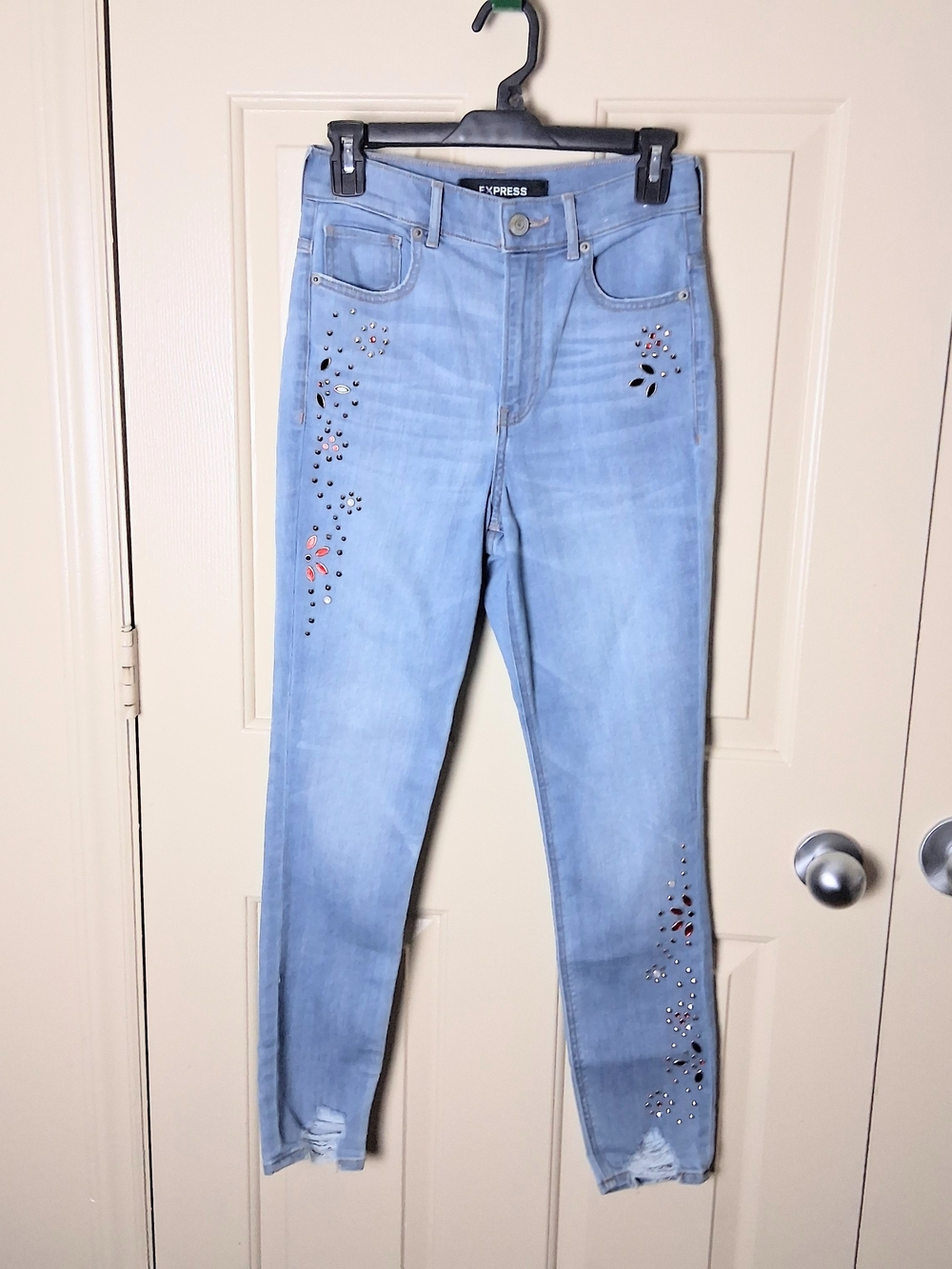 Express Women Dazzle Super High Rise Ankle Denim Leggings Jeans Size 2